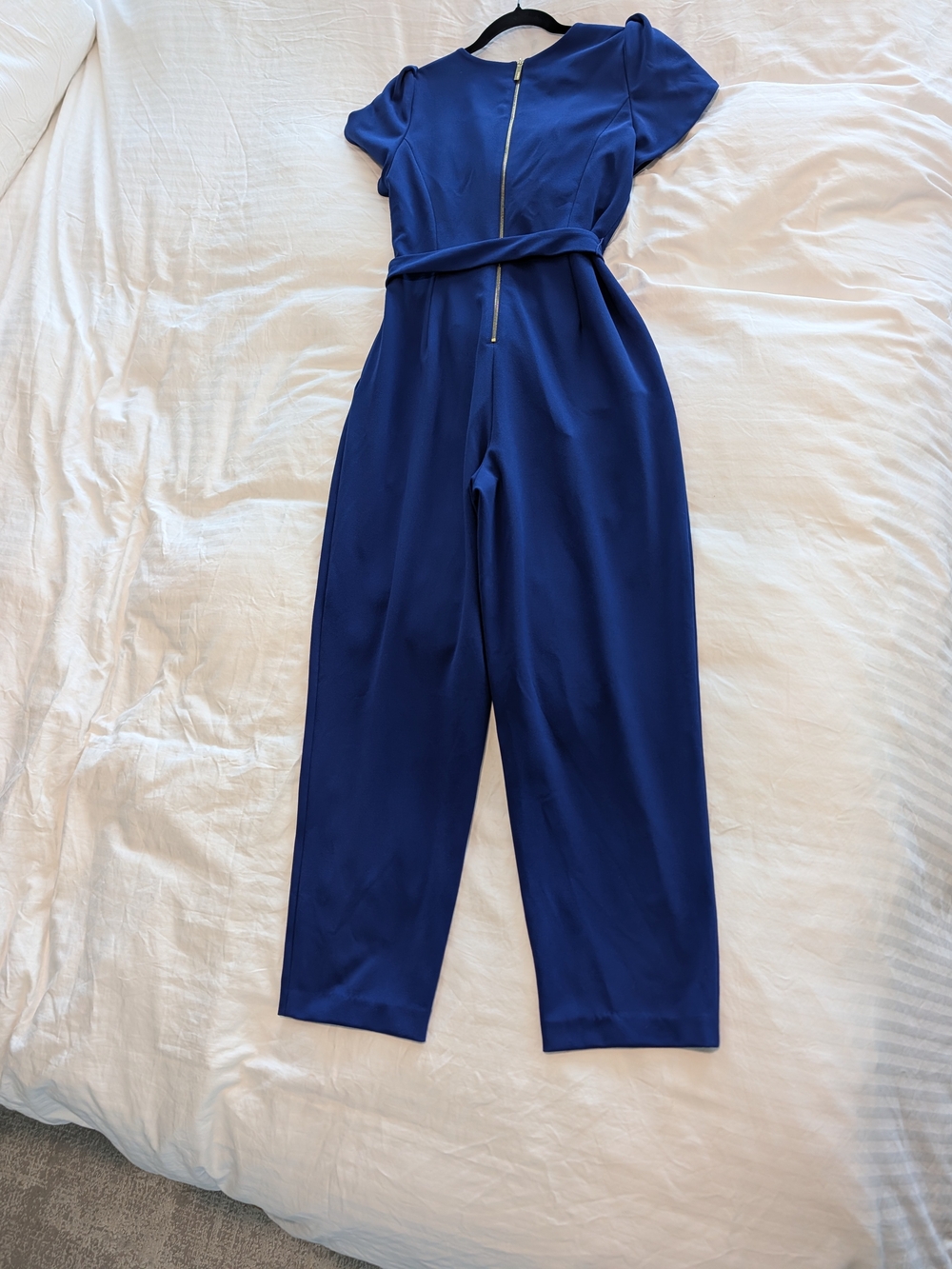 Calvin Klein Royal Blue Tulip Sleeve / Belted Jumpsuit - Picture 4 of 8